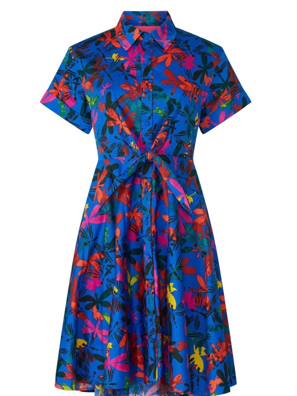 Diane Von Furstenberg Blue Floral Tie-Front Midi Dress